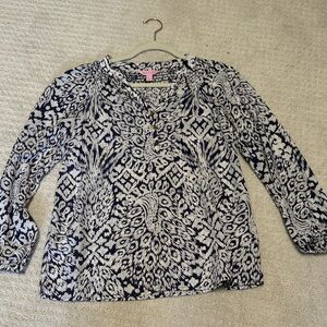 Lilly Pulitzer Navy and White Blouse
